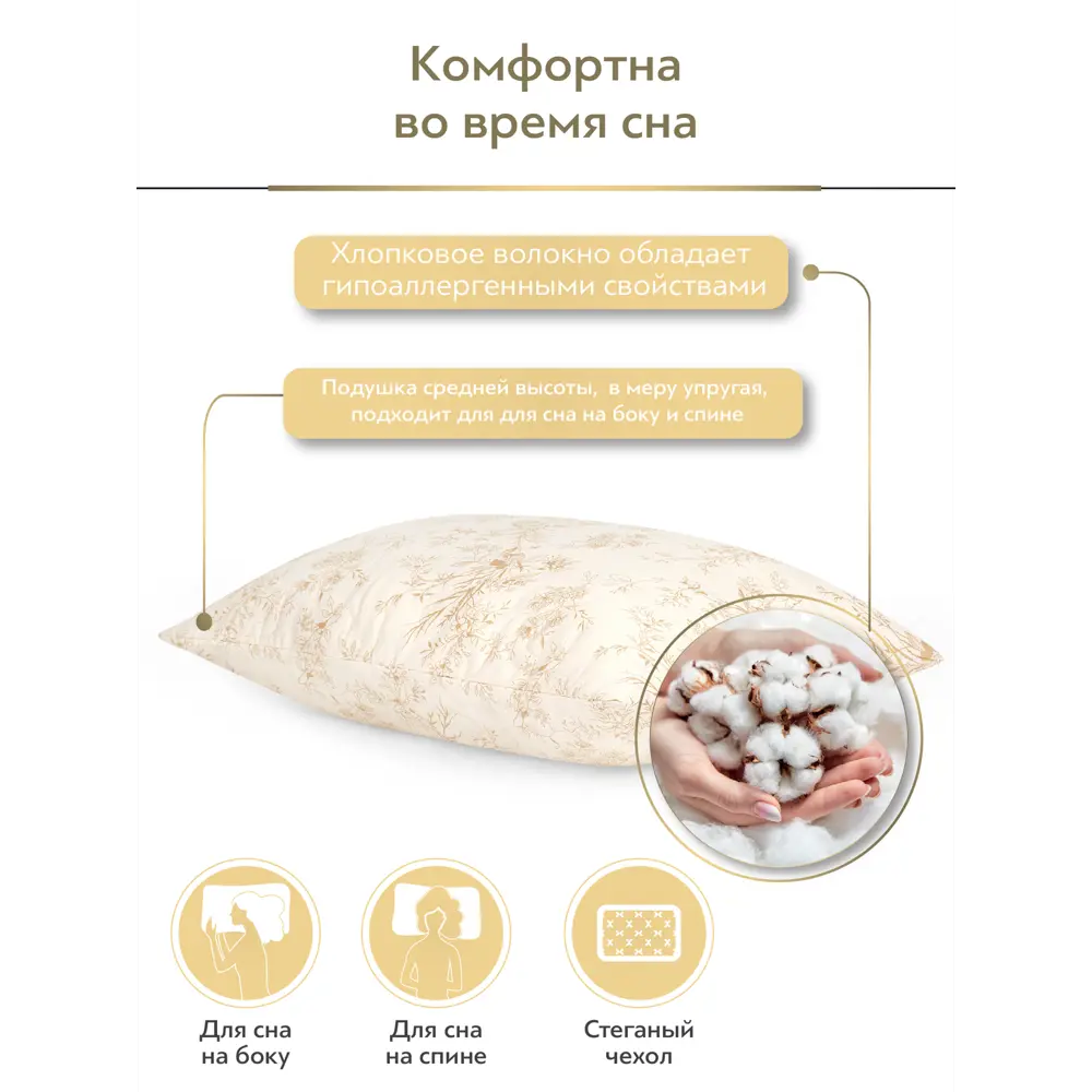 Фото 7 Комплект из 2 подушек Classic by T Хлопок-натурэль 50x70 см, хлопок, полиэфирное волокно Фото 7 Комплект из 2 подушек Classic by T Хлопок-натурэль 50x70 см, хлопок, полиэфирное волокно