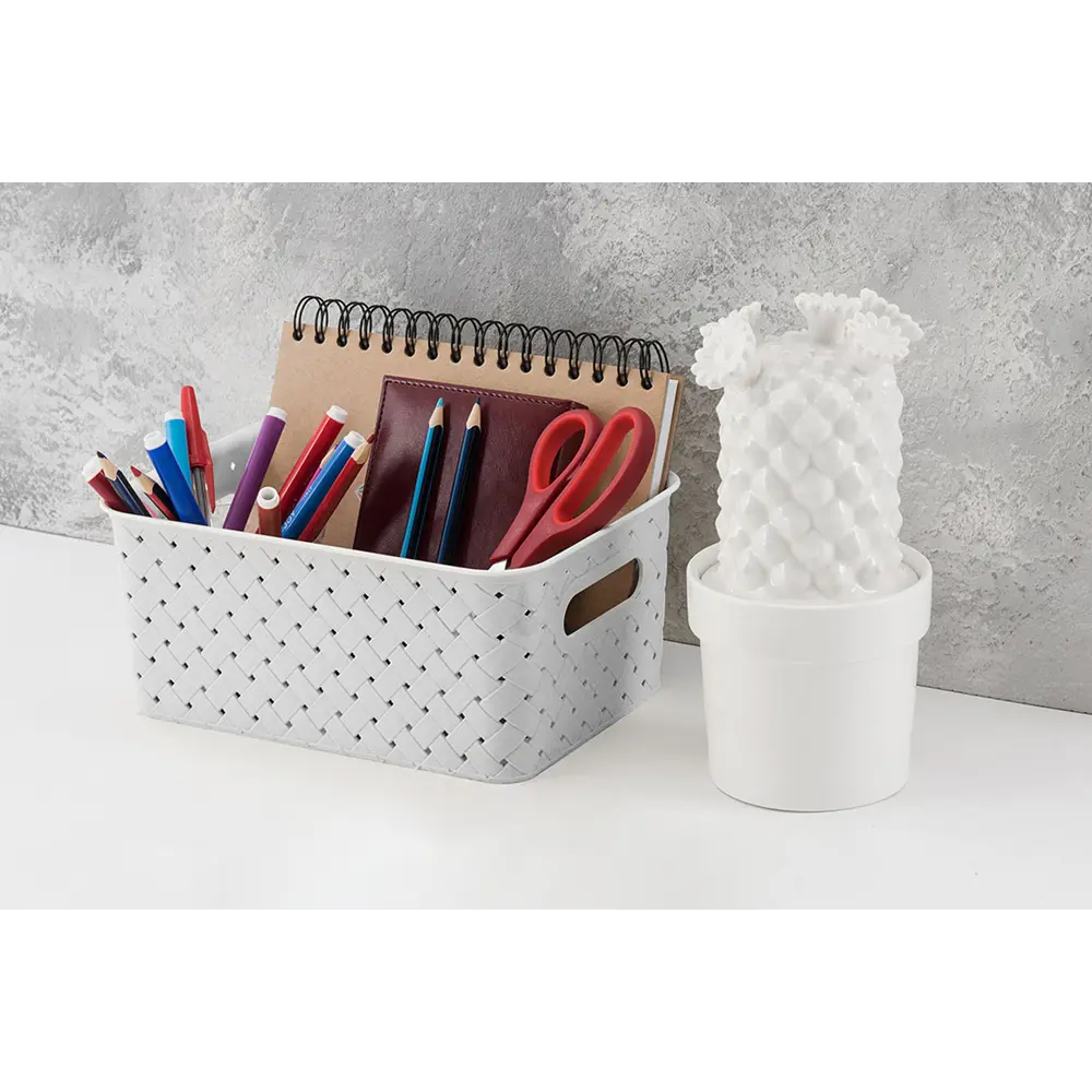 Фото 3 Корзина El Casa 811938-2 17.50x18.50x24 см полипропилен цвет бирюзовый/белый 2 шт