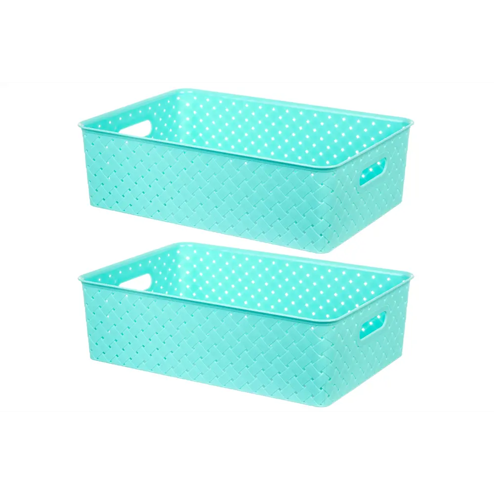 Фото 4 Корзина El Casa 811973_2 24.50x16.50x35.50 см полипропилен цвет бирюзовый 2 шт