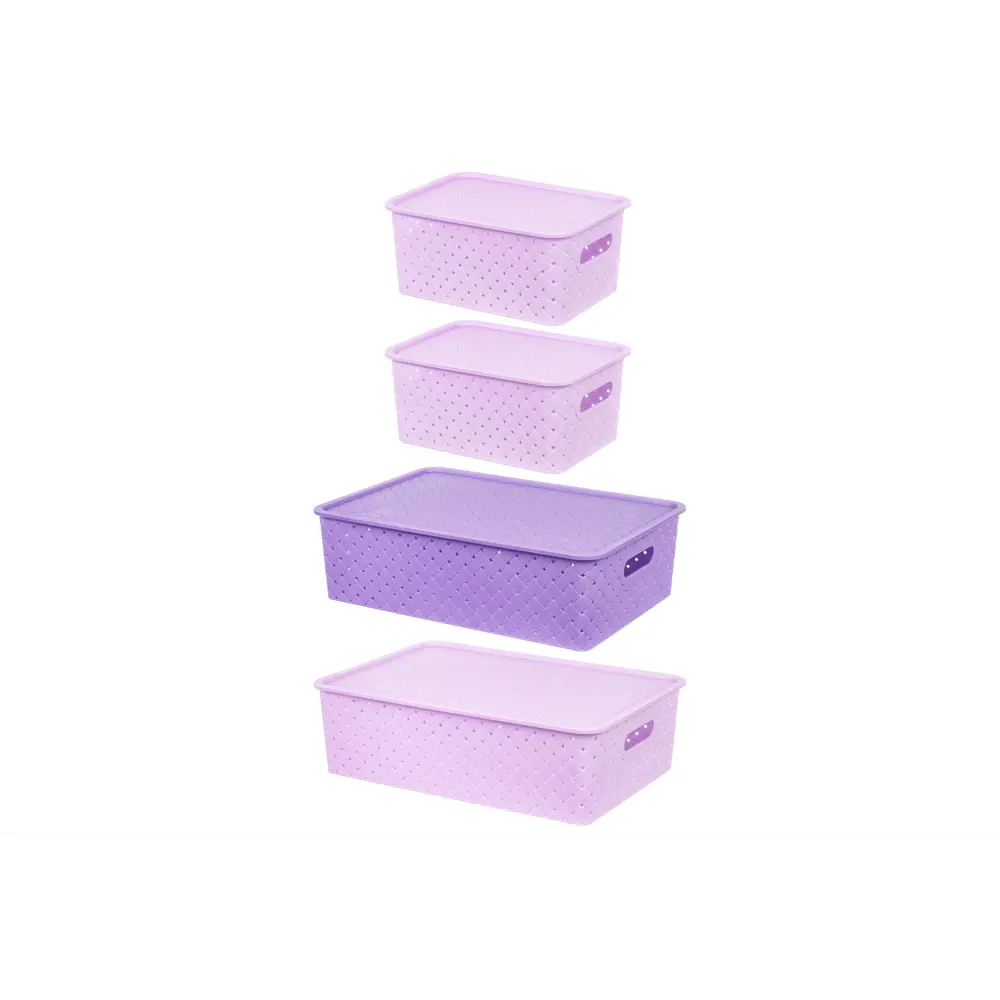 Фото 3 Корзина El Casa 812017+4l 24.50x16.50x35.50 см полипропилен цвет сиреневый/светло-сиреневый 4 шт