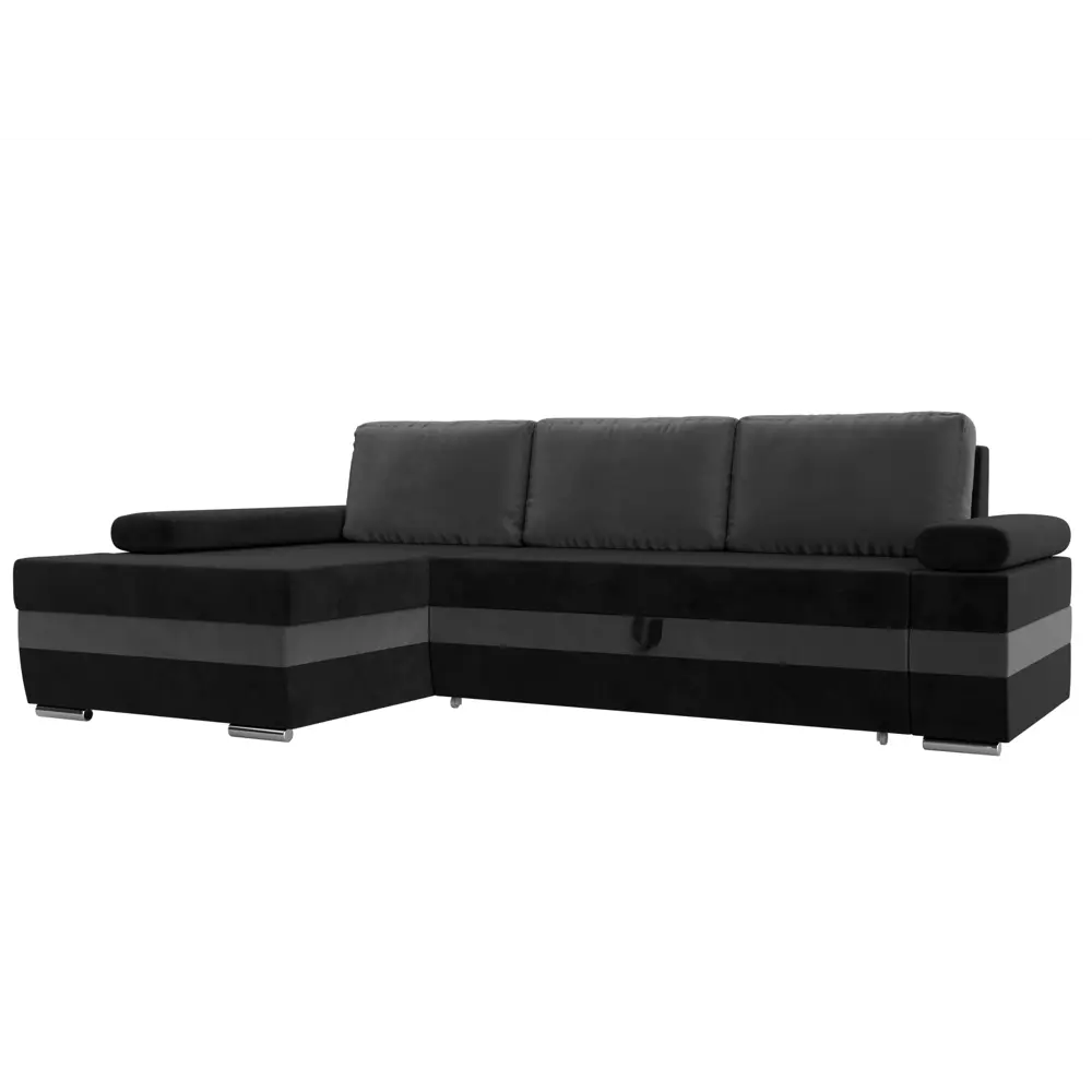 Фото Диван Лига Диванов Канкун 118206L 260x88x160 см велюр цвет серый/черный Фото Диван Лига Диванов Канкун 118206L 260x88x160 см велюр цвет серый/черный