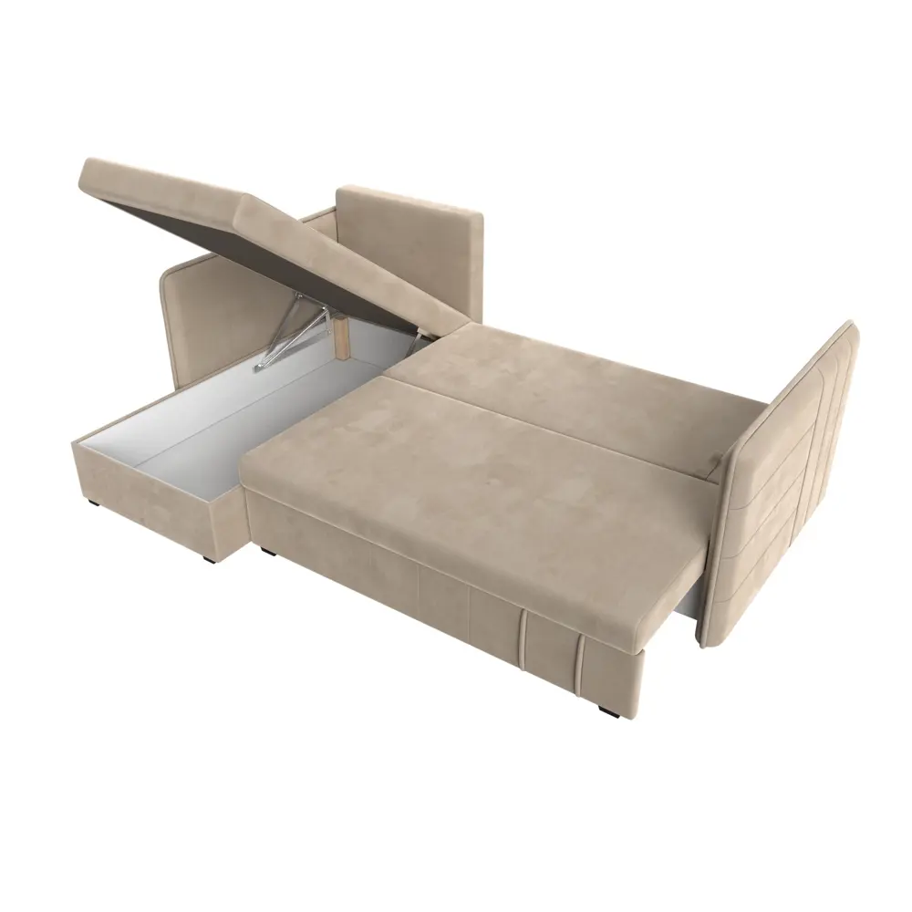 Фото 7 Диван угловой Слим левый угол Лига диванов 119965L 208x85x140 см велюр цвет бежевый