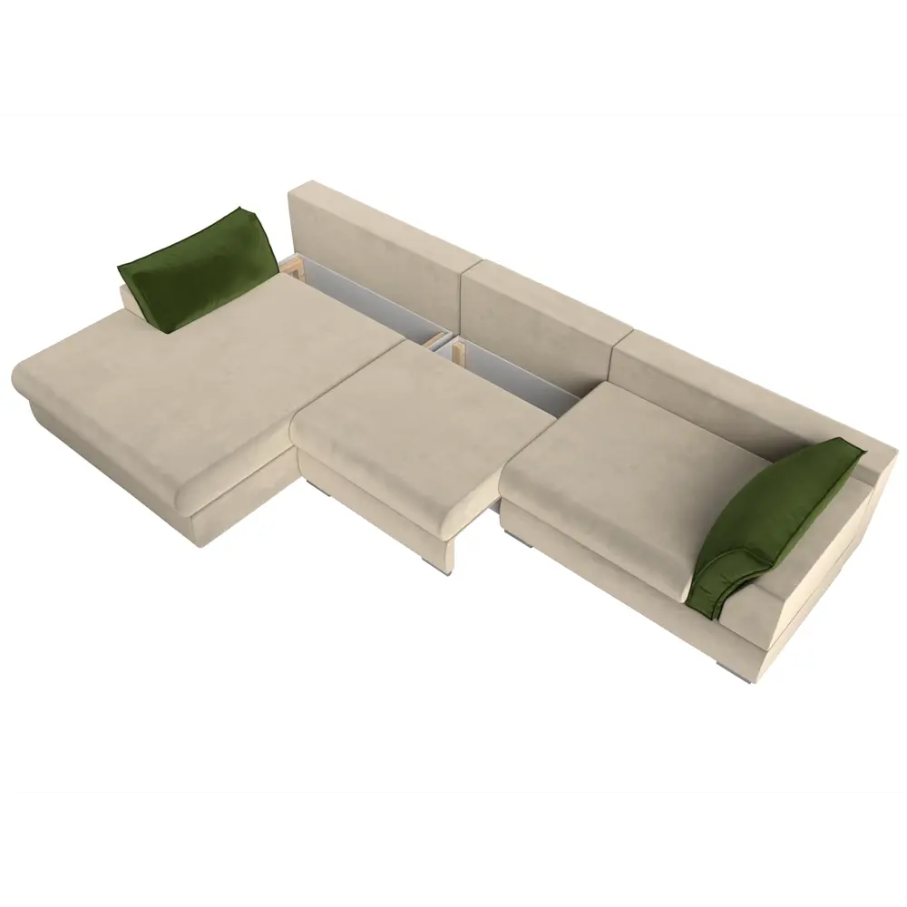 Фото 8 Диван Лига Диванов Пекин 116131L 372x90x189 см вельвет цвет бежевый/зеленый Фото 8 Диван Лига Диванов Пекин 116131L 372x90x189 см вельвет цвет бежевый/зеленый