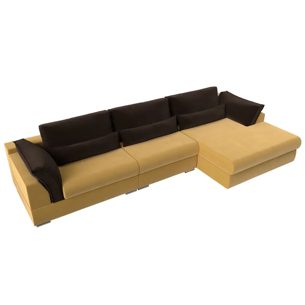 Фото 2 Диван Лига Диванов Пекин 116134 372x90x189 см вельвет цвет коричневый/желтый Фото 2 Диван Лига Диванов Пекин 116134 372x90x189 см вельвет цвет коричневый/желтый