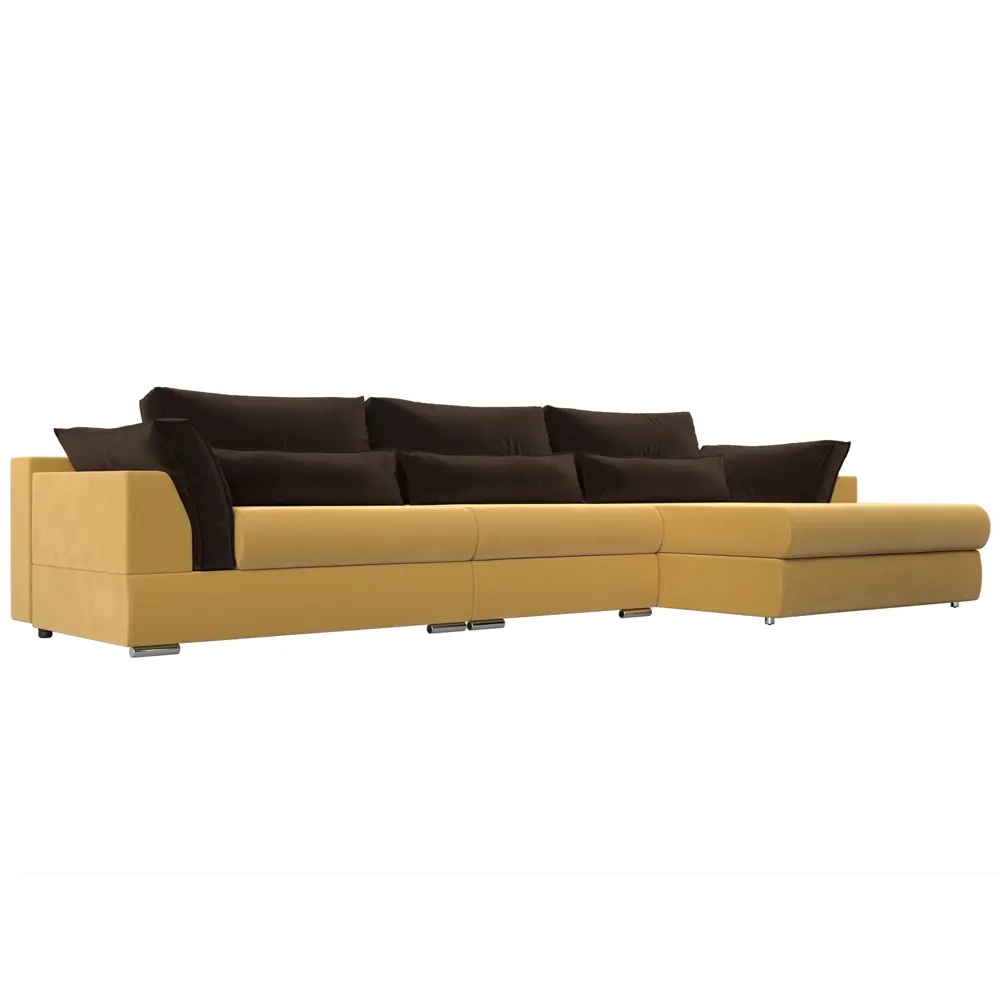 Фото Диван Лига Диванов Пекин 116134 372x90x189 см вельвет цвет коричневый/желтый Фото Диван Лига Диванов Пекин 116134 372x90x189 см вельвет цвет коричневый/желтый