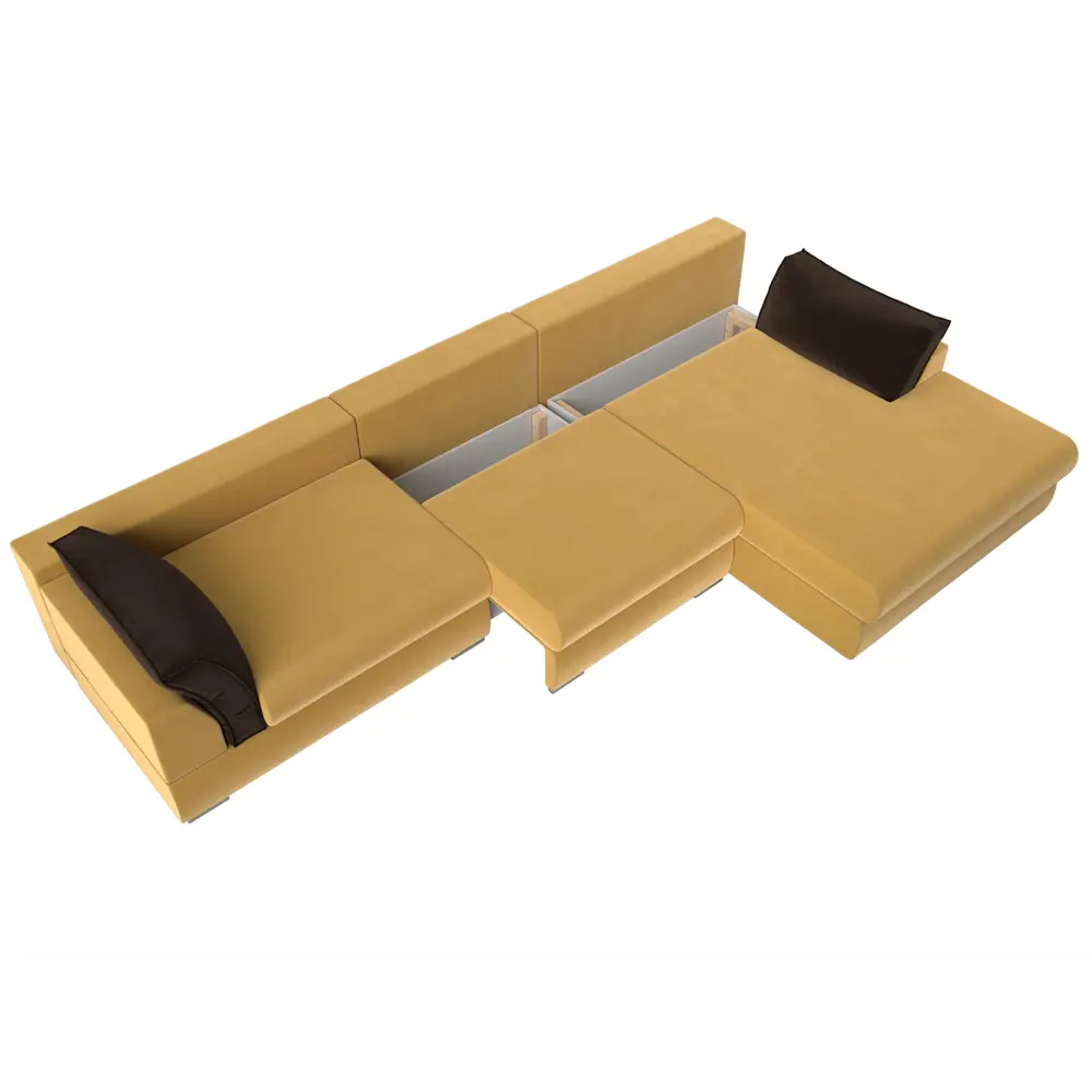 Фото 8 Диван Лига Диванов Пекин 116134 372x90x189 см вельвет цвет коричневый/желтый Фото 8 Диван Лига Диванов Пекин 116134 372x90x189 см вельвет цвет коричневый/желтый