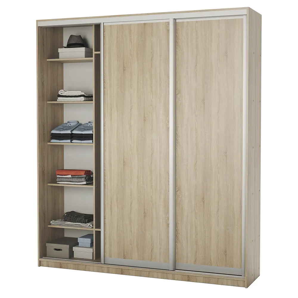 Фото 2 Шкаф-купе 220x220x45 см 12 полок ЛДСП цвет дуб сонома Фото 2 Шкаф-купе 220x220x45 см 12 полок ЛДСП цвет дуб сонома