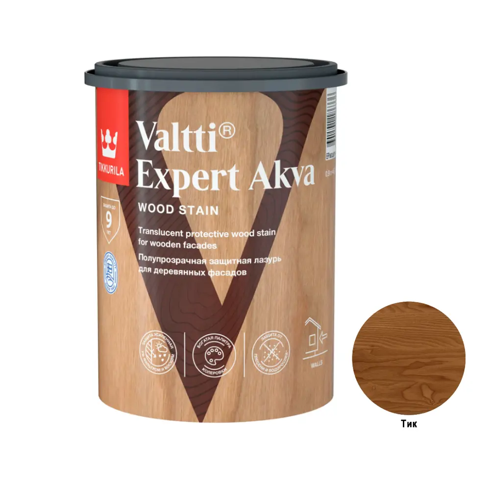 Фото Лазурь лессирующая Tikkurila Valtti Expert Akva высокоэффективная полуматовая цвет тик 0.9 л Фото Лазурь лессирующая Tikkurila Valtti Expert Akva высокоэффективная полуматовая цвет тик 0.9 л
