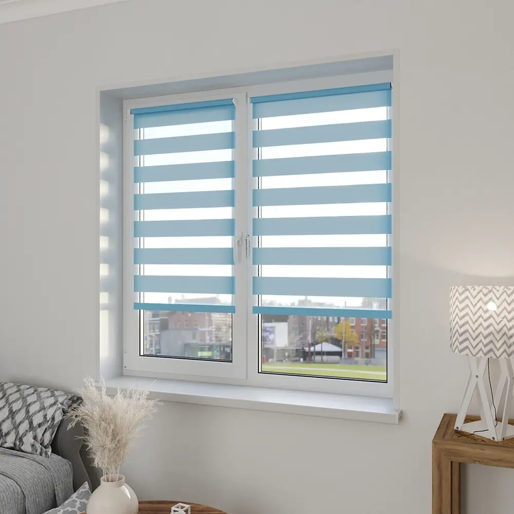 Фото 6 Рулонная штора день/ночь Лентабел Сандра 57x160 см цвет голубой