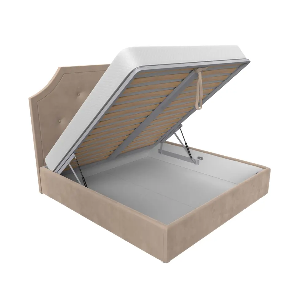 Фото 6 Кровать Лига Диванов Кантри 120670 195x140x211 см велюр цвет бежевый Фото 6 Кровать Лига Диванов Кантри 120670 195x140x211 см велюр цвет бежевый