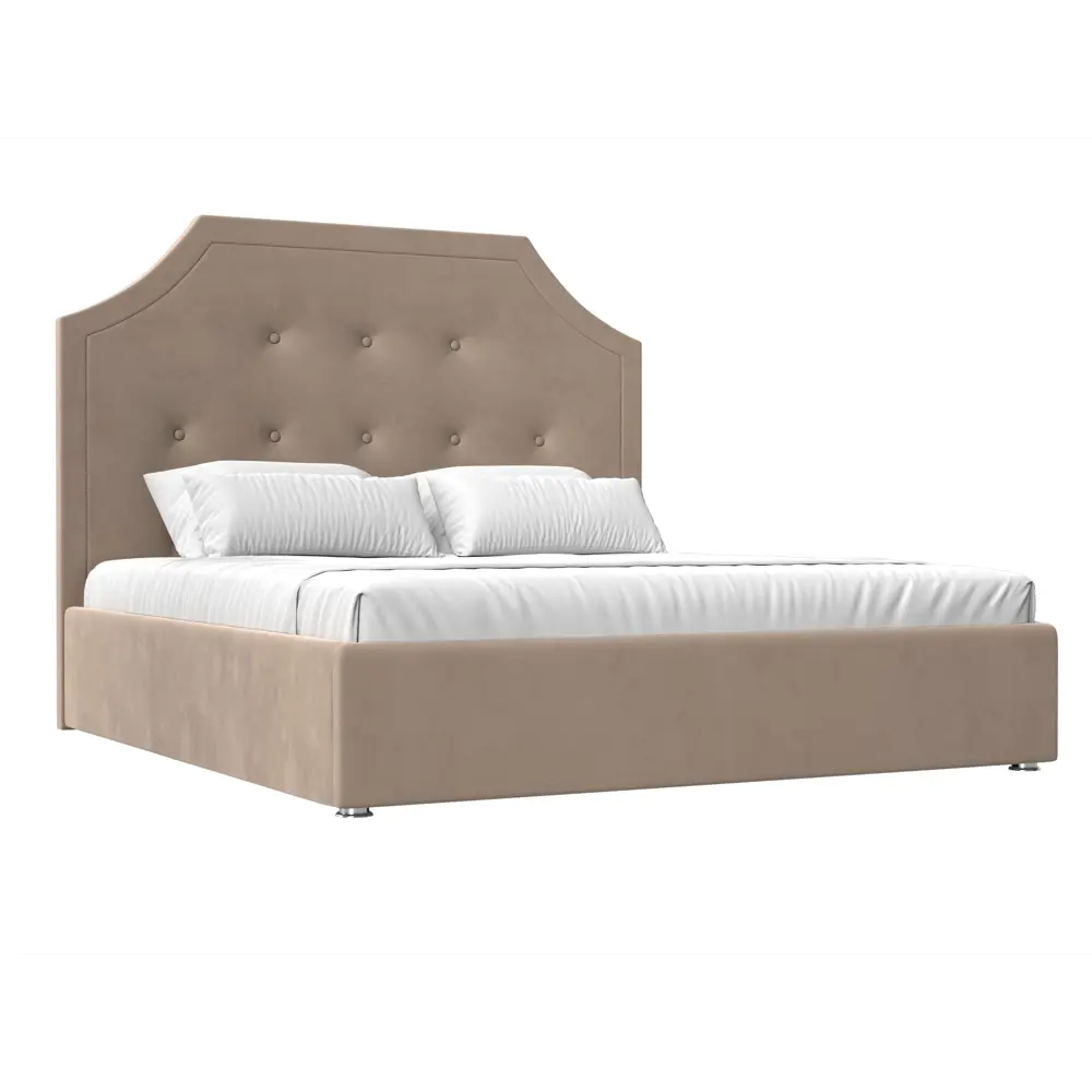 Фото Кровать Лига Диванов Кантри 120670 195x140x211 см велюр цвет бежевый Фото Кровать Лига Диванов Кантри 120670 195x140x211 см велюр цвет бежевый