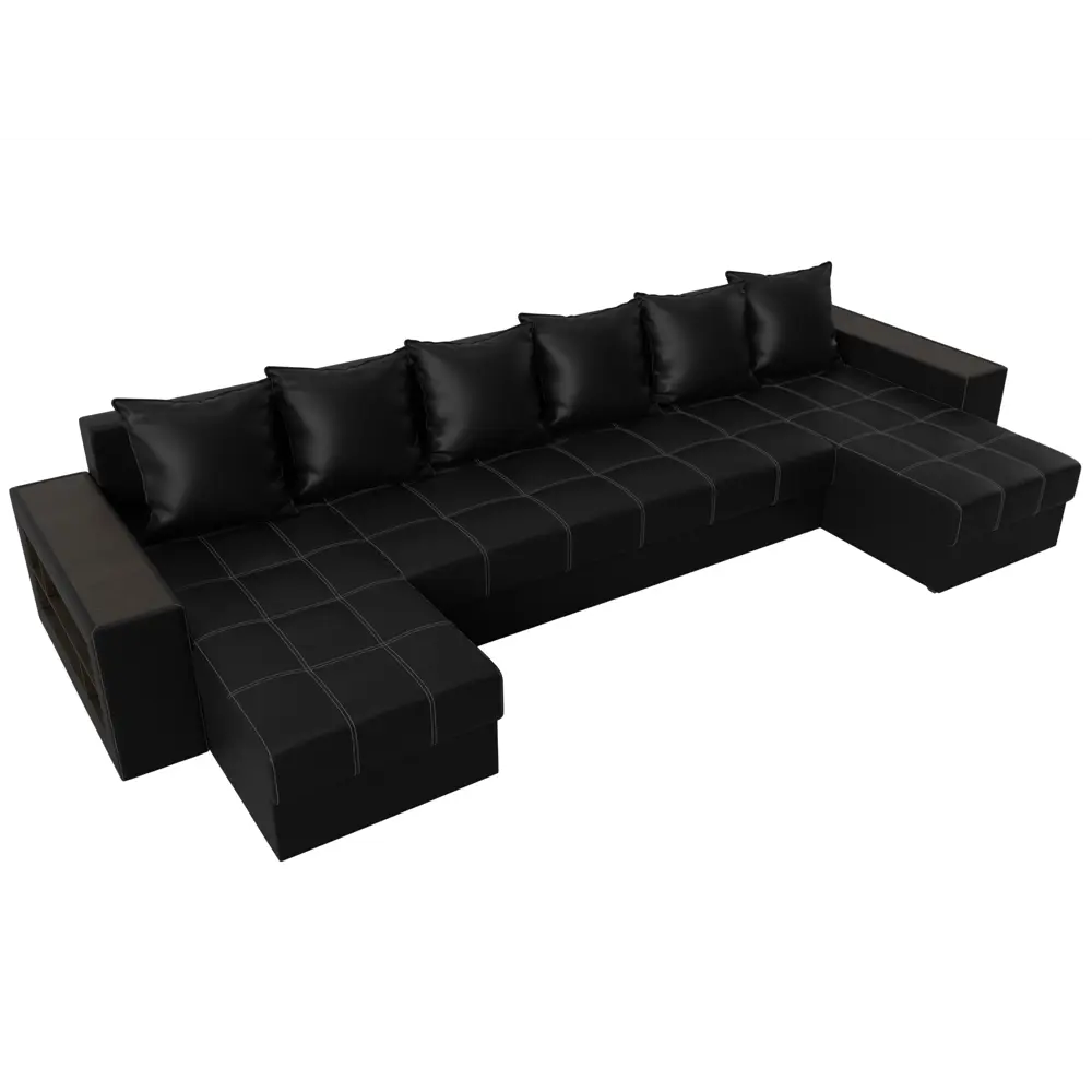 Фото 5 Диван П-образный Дубай полки слева Лига диванов 31521 352x90x163 см экокожа цвет черный Фото 5 Диван П-образный Дубай полки слева Лига диванов 31521 352x90x163 см экокожа цвет черный