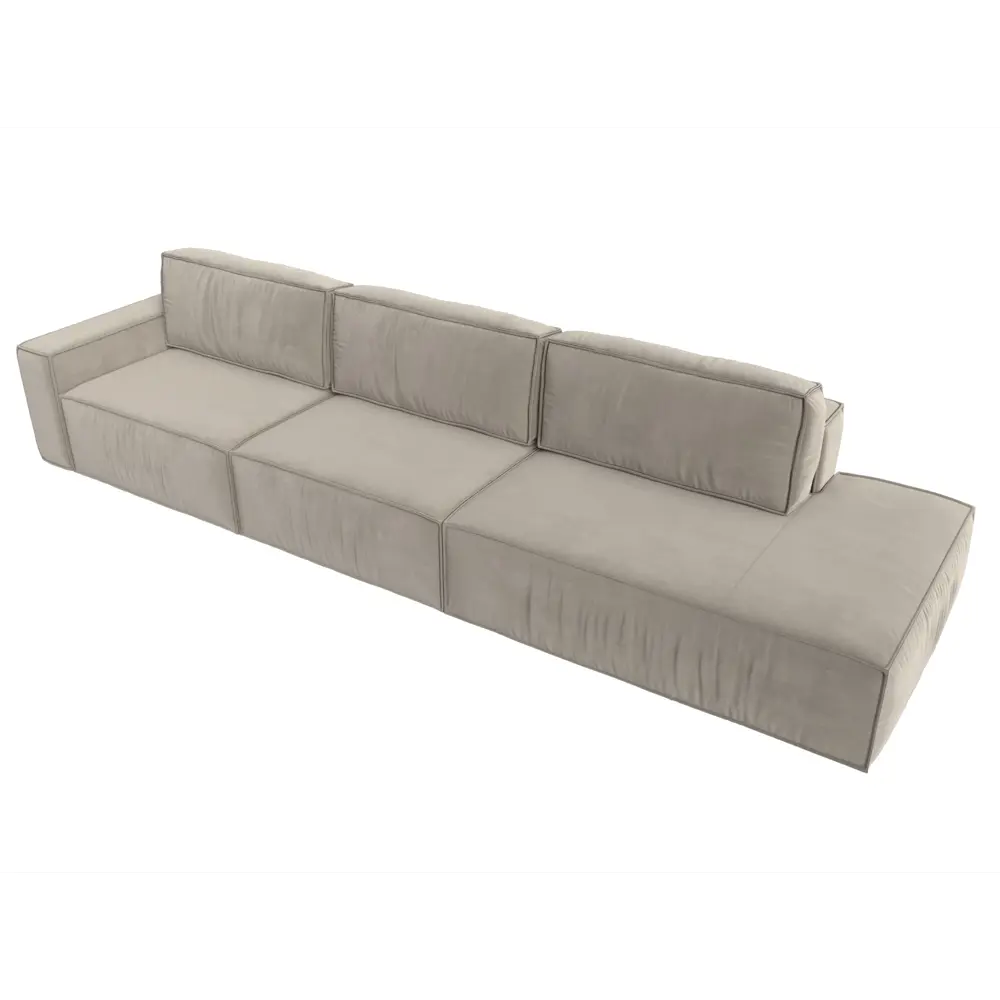 Фото 6 Диван прямой Прага Модерн Лонг подлокотник слева Лига диванов 121745L 380x90x118 см микровельвет цвет бежевый