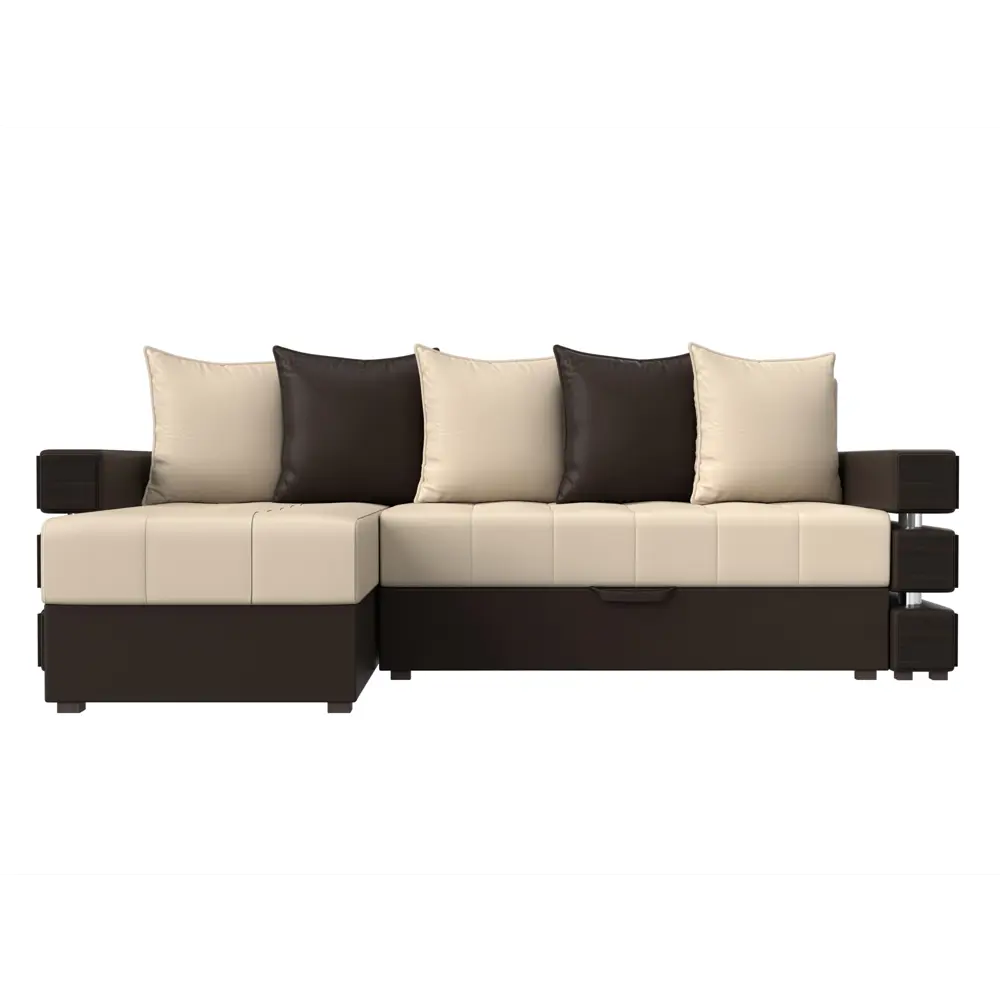 Фото 2 Диван Лига Диванов Венеция 120285 241x90x148 см искусственная кожа цвет бежевый/коричневый Фото 2 Диван Лига Диванов Венеция 120285 241x90x148 см искусственная кожа цвет бежевый/коричневый