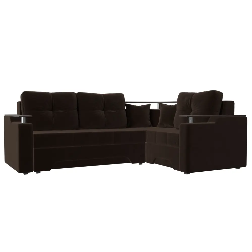 Фото Диван Лига Диванов Комфорт 102603 254x80x178 см вельвет цвет коричневый Фото Диван Лига Диванов Комфорт 102603 254x80x178 см вельвет цвет коричневый