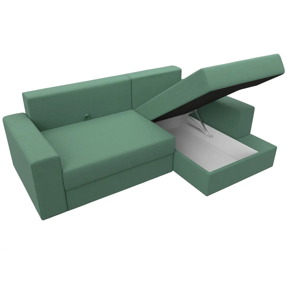 Фото 7 Диван угловой Майами правый угол Лига диванов 121161 254x96x164 см рогожка цвет амур 11 зеленый