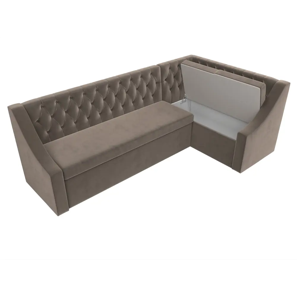 Фото 6 Диван кухонный угловой Мерлин правый угол Лига диванов 109424 200x88x130 см велюр цвет коричневый