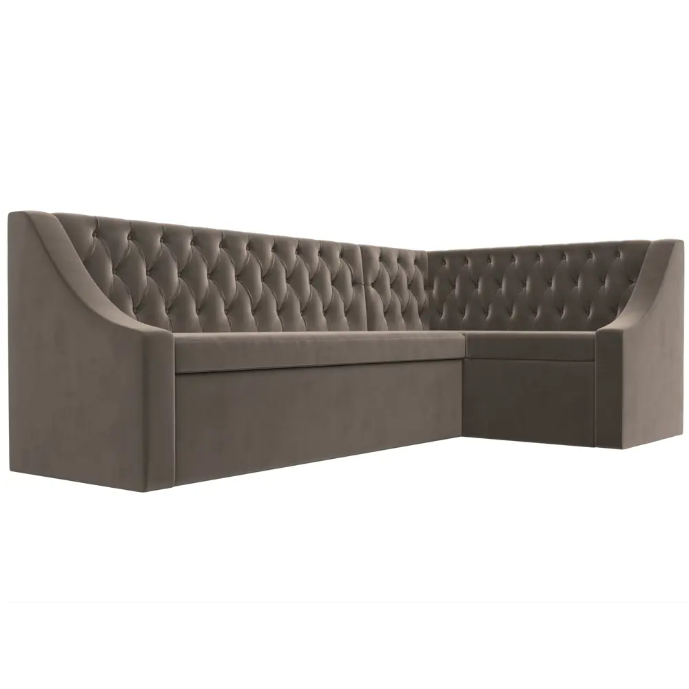 Фото 3 Диван кухонный угловой Мерлин правый угол Лига диванов 109424 200x88x130 см велюр цвет коричневый