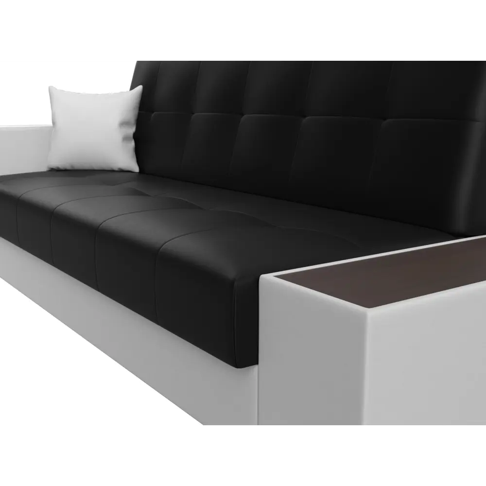 Фото 4 Диван Лига Диванов Лига-020 118543 224x90x84 см искусственная кожа цвет черный/белый