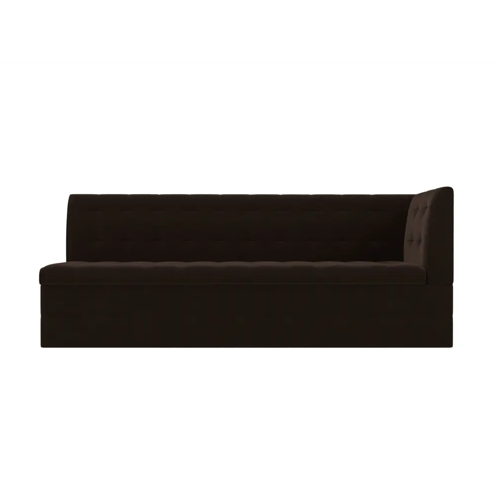 Фото 2 Диван кухонный прямой Бриз с углом справа Лига диванов 100380 181x85x62 см микровельвет цвет коричневый