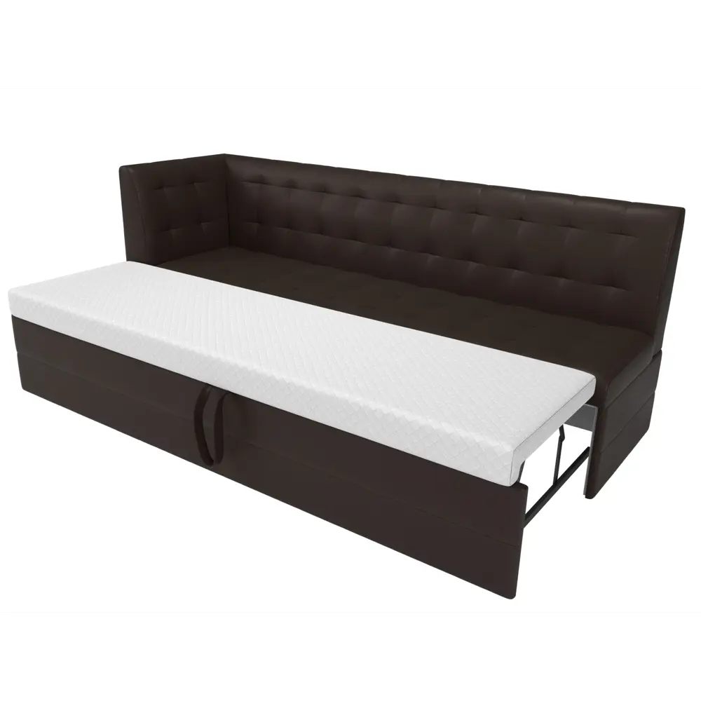 Фото 5 Диван кухонный прямой Бриз с углом слева Лига диванов 100388L 181x85x62 см экокожа цвет коричневый