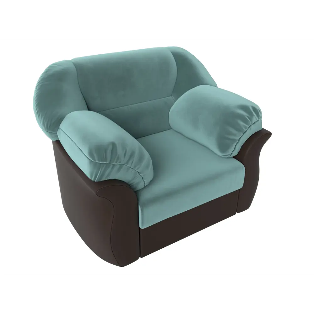 Фото 5 Кресло Лига Диванов Карнелла 105822 112x93x93 см велюр цвет бирюзовый/коричневый