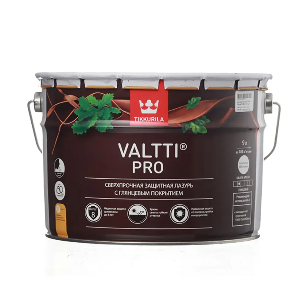 Фото Антисептик TIKKURILA 700010341 VALTTI глянцевый орегон 9 л Фото Антисептик TIKKURILA 700010341 VALTTI глянцевый орегон 9 л