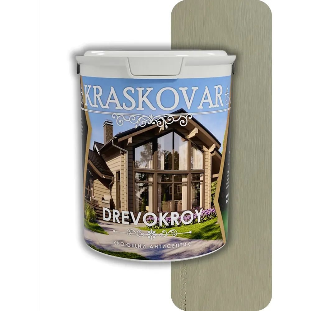 Фото Антисептик защитно-декоративный кроющий Kraskovar Drevokroy цвет RAL 7032 зеленый 0.9 л Фото Антисептик защитно-декоративный кроющий Kraskovar Drevokroy цвет RAL 7032 зеленый 0.9 л