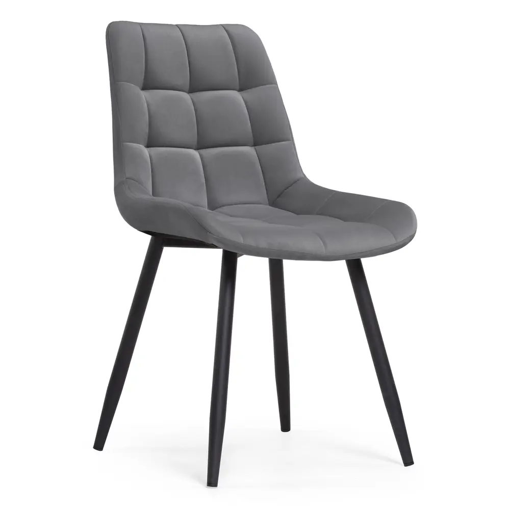 Фото Стул Мебельные Решения Челси 50x80x60 см велюр цвет черный/темно-серый Фото Стул Мебельные Решения Челси 50x80x60 см велюр цвет черный/темно-серый