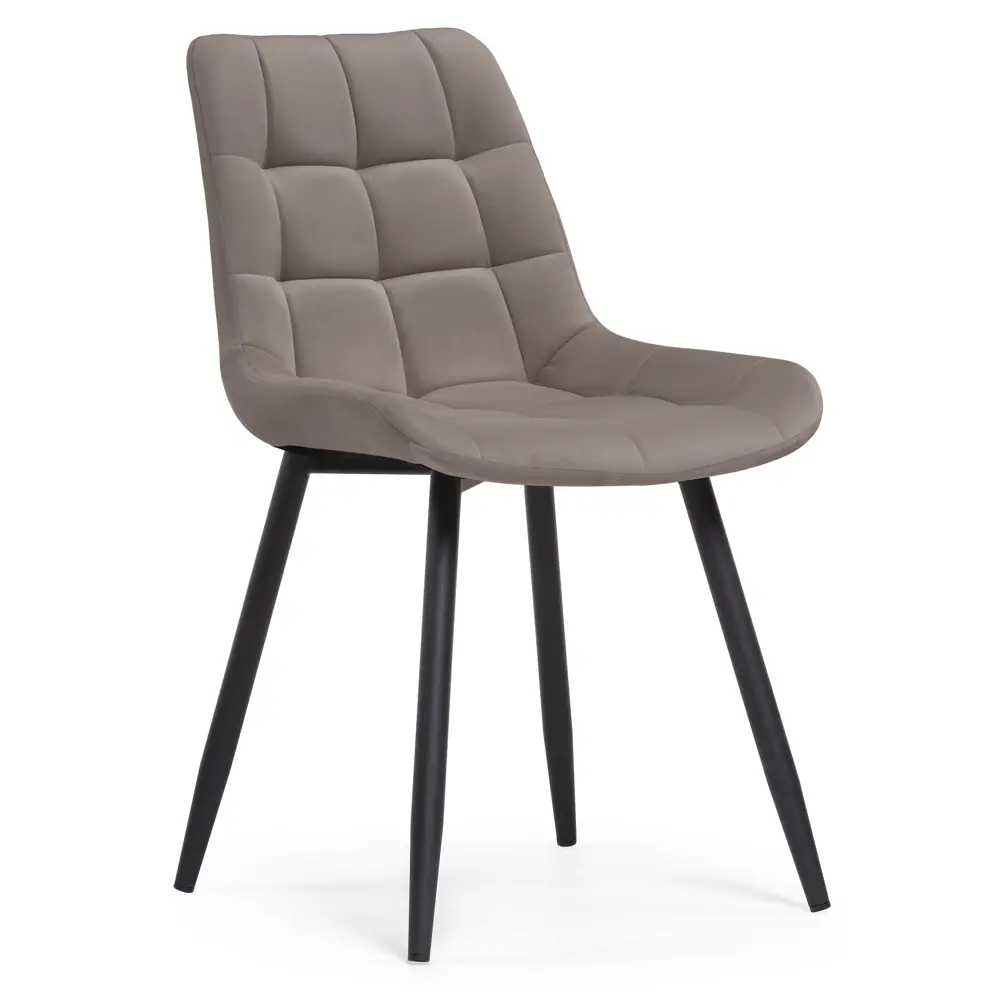 Фото Стул Мебельные Решения Челси 50x80x60 см велюр цвет черный/латте Фото Стул Мебельные Решения Челси 50x80x60 см велюр цвет черный/латте