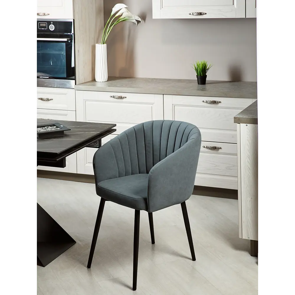 Фото 3 Стул Woodville Моншау 60x83x53 см велюр цвет черный/серый Фото 3 Стул Woodville Моншау 60x83x53 см велюр цвет черный/серый