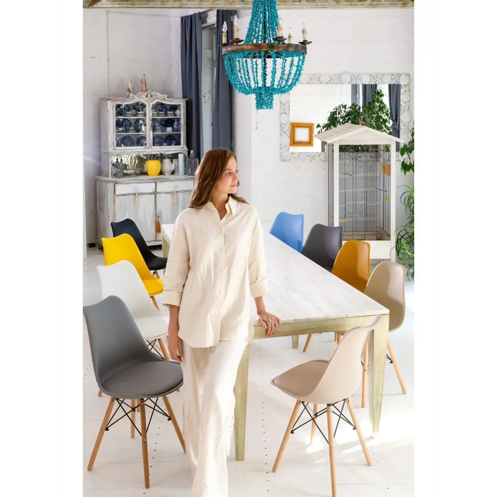 Фото 4 Стул Leon group Eames soft Frankfurt 48x81x41 см искусственная кожа цвет белый Фото 4 Стул Leon group Eames soft Frankfurt 48x81x41 см искусственная кожа цвет белый