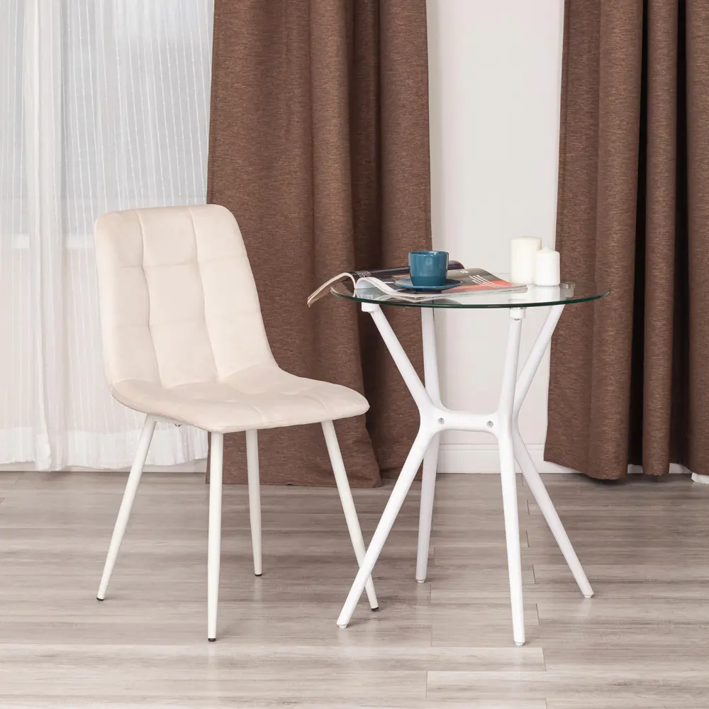 Фото 3 Стул Tetchair Chilly 88x53x45 см вельвет цвет светло-бежевый/белый Фото 3 Стул Tetchair Chilly 88x53x45 см вельвет цвет светло-бежевый/белый