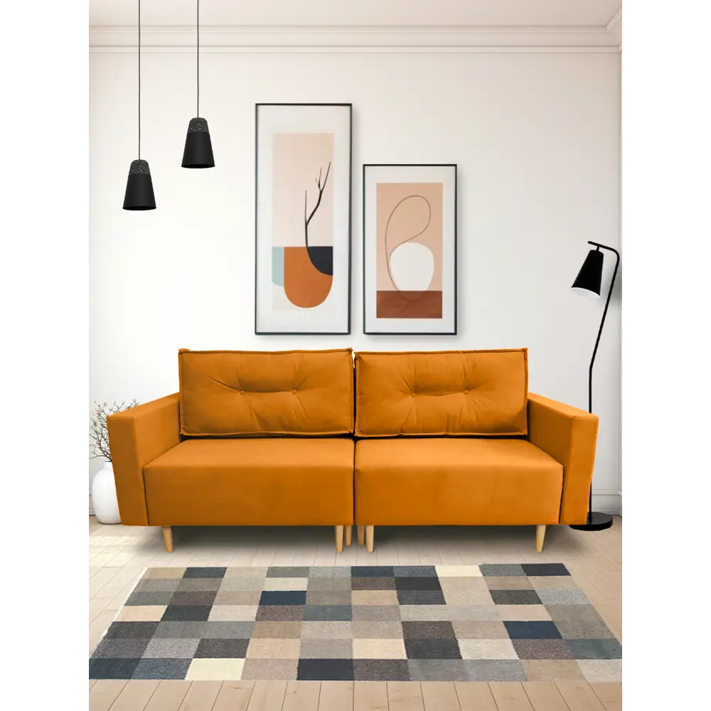 Фото Раскладной диван Cityhd Коломбо двухспальный модульный 217x84x85 см велюр цвет оранжевый Фото Раскладной диван Cityhd Коломбо двухспальный модульный 217x84x85 см велюр цвет оранжевый