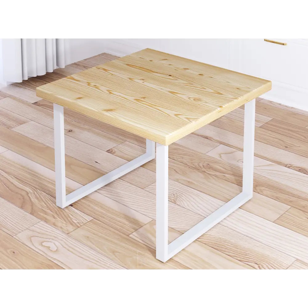 Фото 2 Журнальный столик квадратный Solarius Loft 80x80x50 см без шлифовки и покраски коричневый с белыми ножками Фото 2 Журнальный столик квадратный Solarius Loft 80x80x50 см без шлифовки и покраски коричневый с белыми ножками