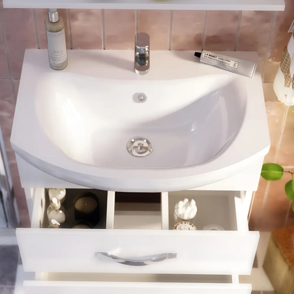 Фото 3 Тумба под раковину напольная 1Marka Вита 65 см цвет белый У50110