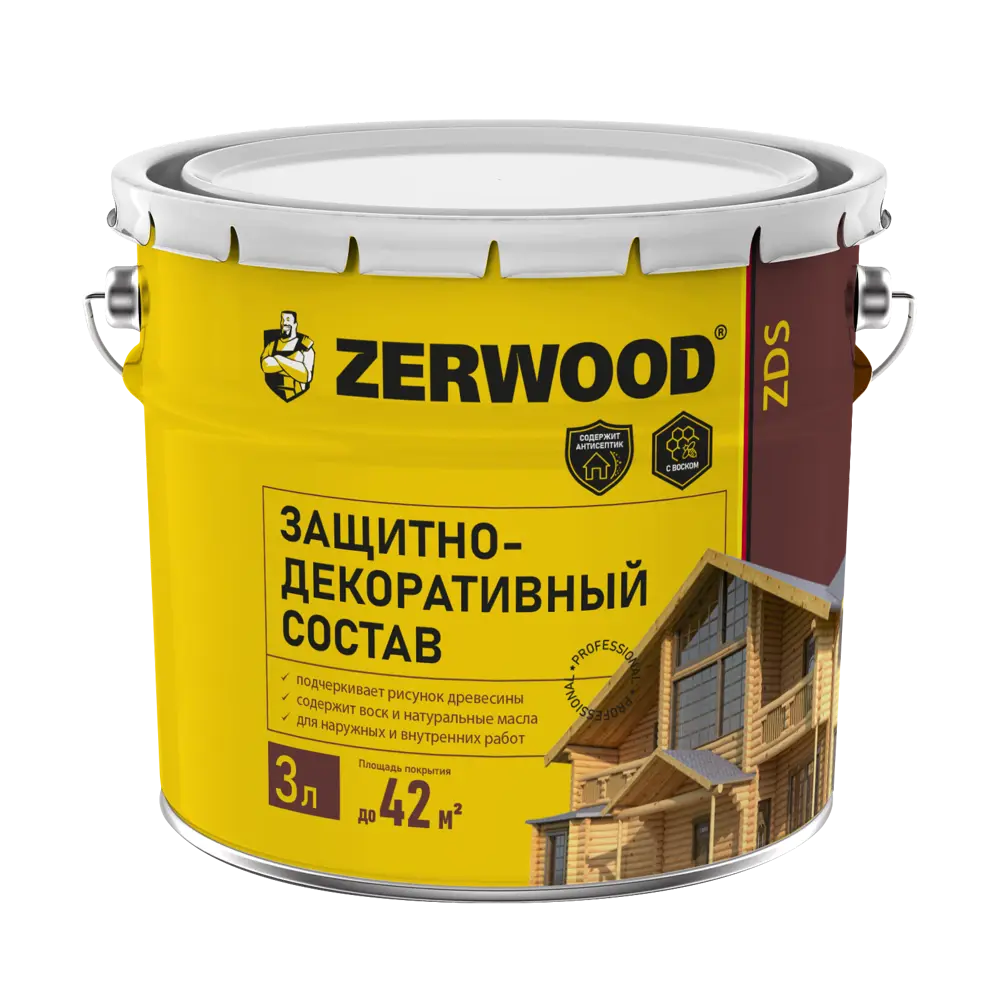 Фото Защитно-декоративный антисептик Zerwood ZDS цвет палисандр 3 л Фото Защитно-декоративный антисептик Zerwood ZDS цвет палисандр 3 л