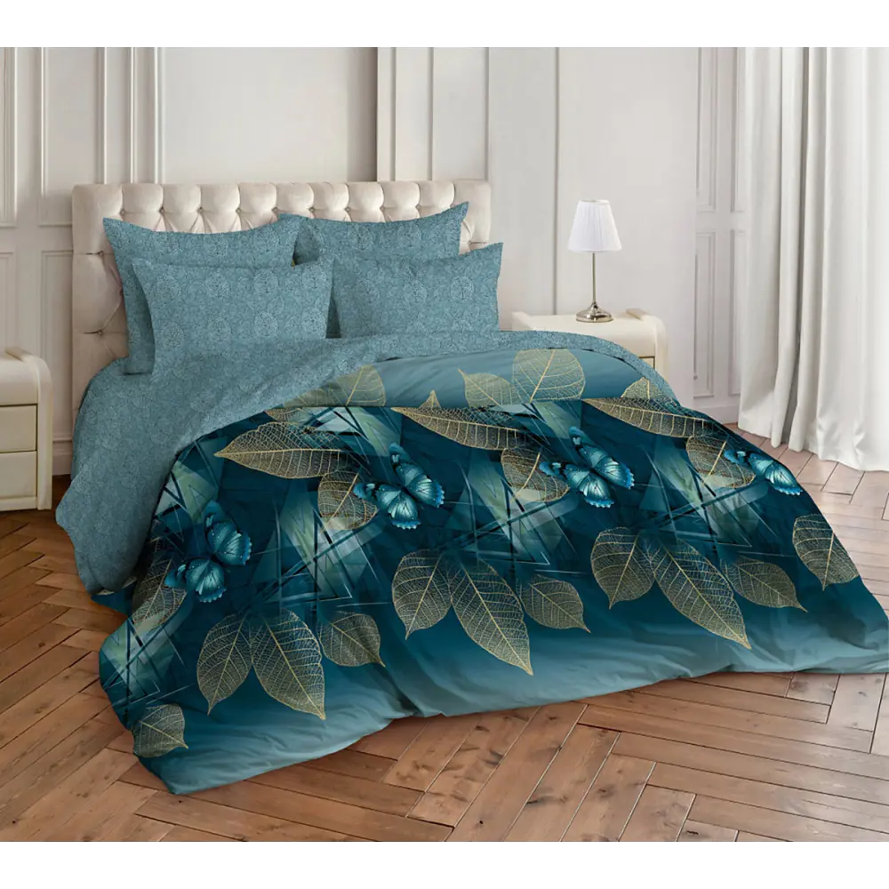 Фото Простыня Home mercury Хрусталь 145x214 см поплин без резинки цвет зеленый