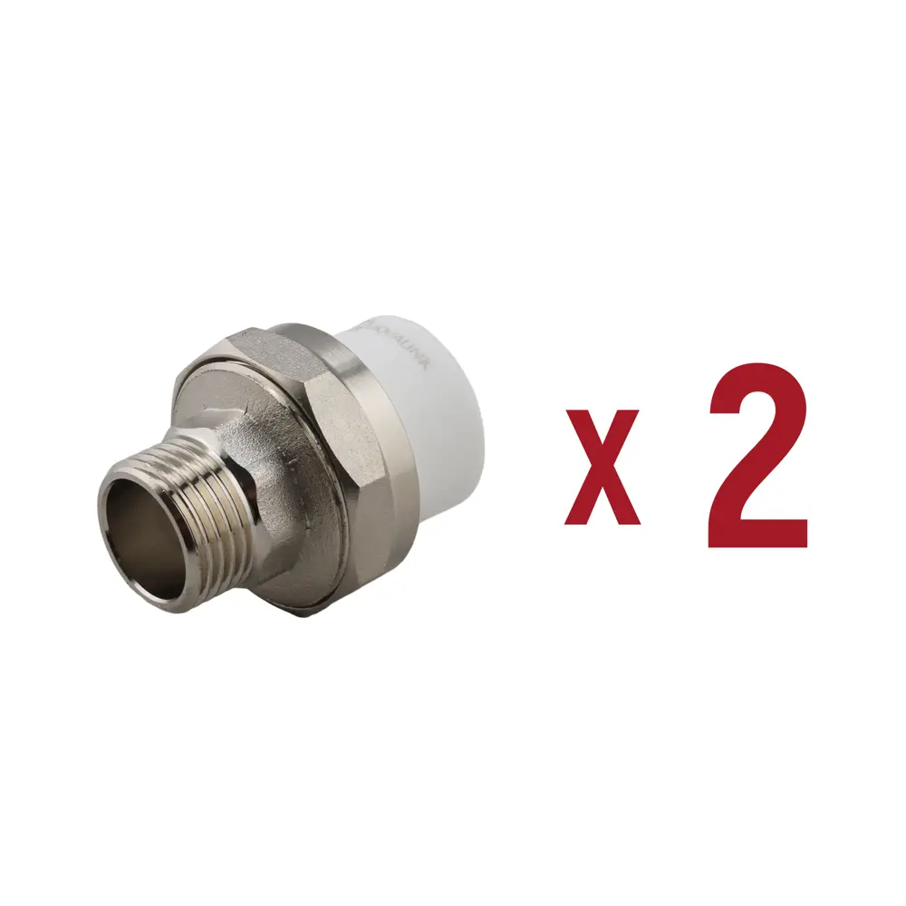 Фото Муфта комбинированная Aqualink 1/2"x20 мм ВП-НР полипропилен 2 шт k16689 Фото Муфта комбинированная Aqualink 1/2"x20 мм ВП-НР полипропилен 2 шт k16689