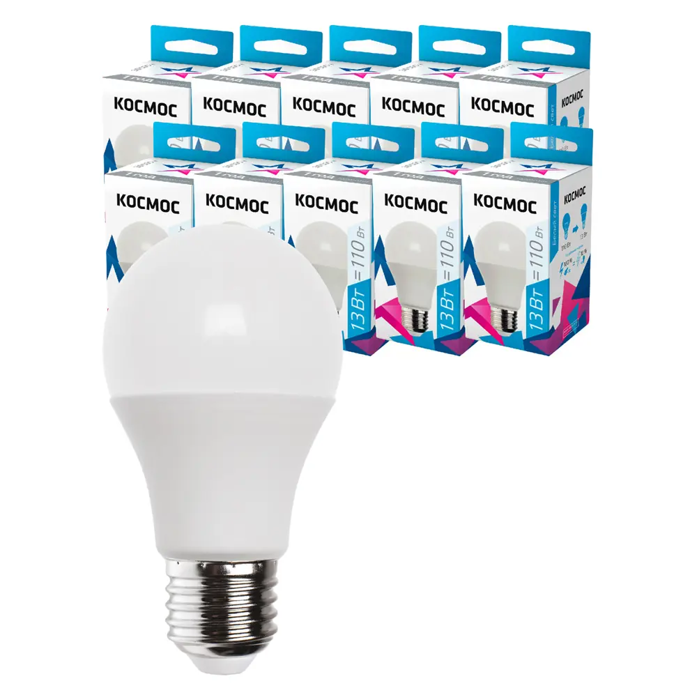 Фото Набор ламп светодиодных Космос LED13wA60E2745_10 E27 175-265 В 13 Вт груша матовая 1150 Лм нейтральный белый свет 10 шт Фото Набор ламп светодиодных Космос LED13wA60E2745_10 E27 175-265 В 13 Вт груша матовая 1150 Лм нейтральный белый свет 10 шт