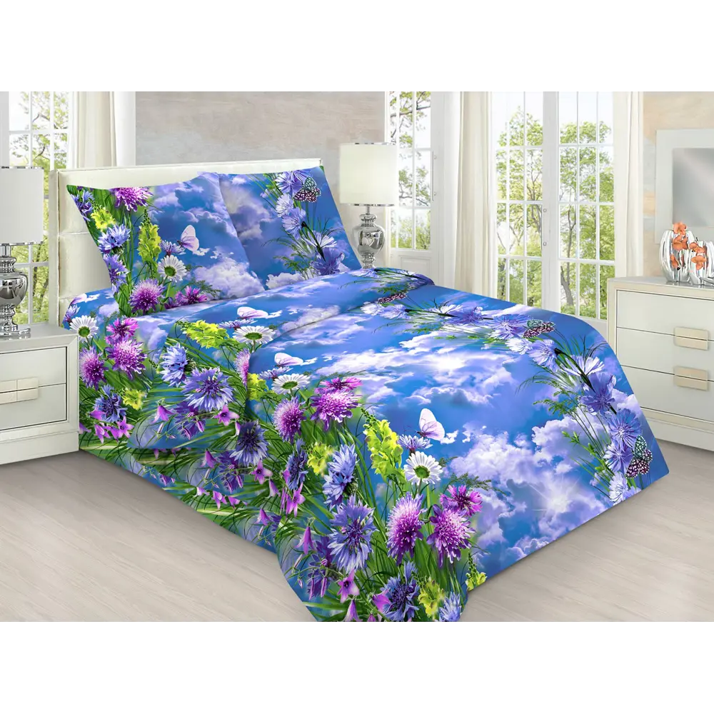 Фото Простыня Home Mercury Василек 27557, 145x214 см, бязь, без резинки