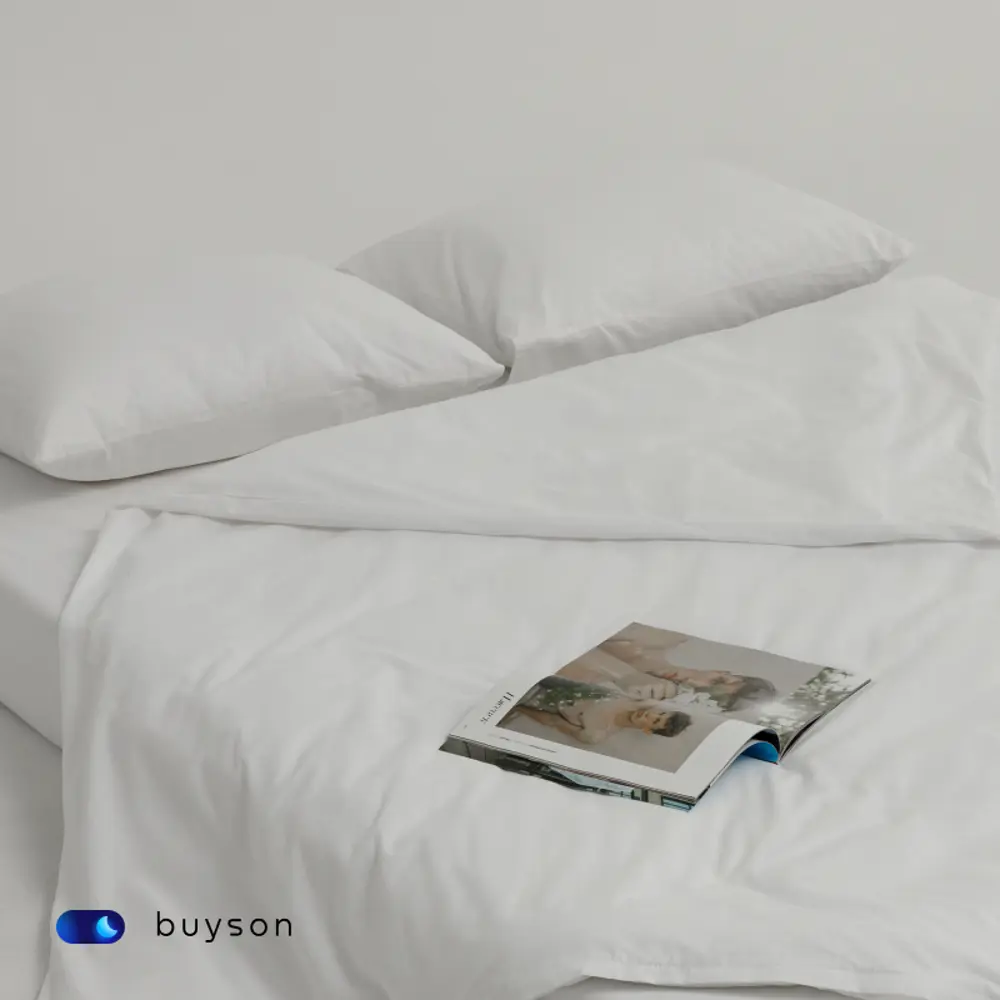 Фото 8 Простыня buyson BuyRelax белая 220x240 см, хлопок, без резинки Фото 8 Простыня buyson BuyRelax белая 220x240 см, хлопок, без резинки