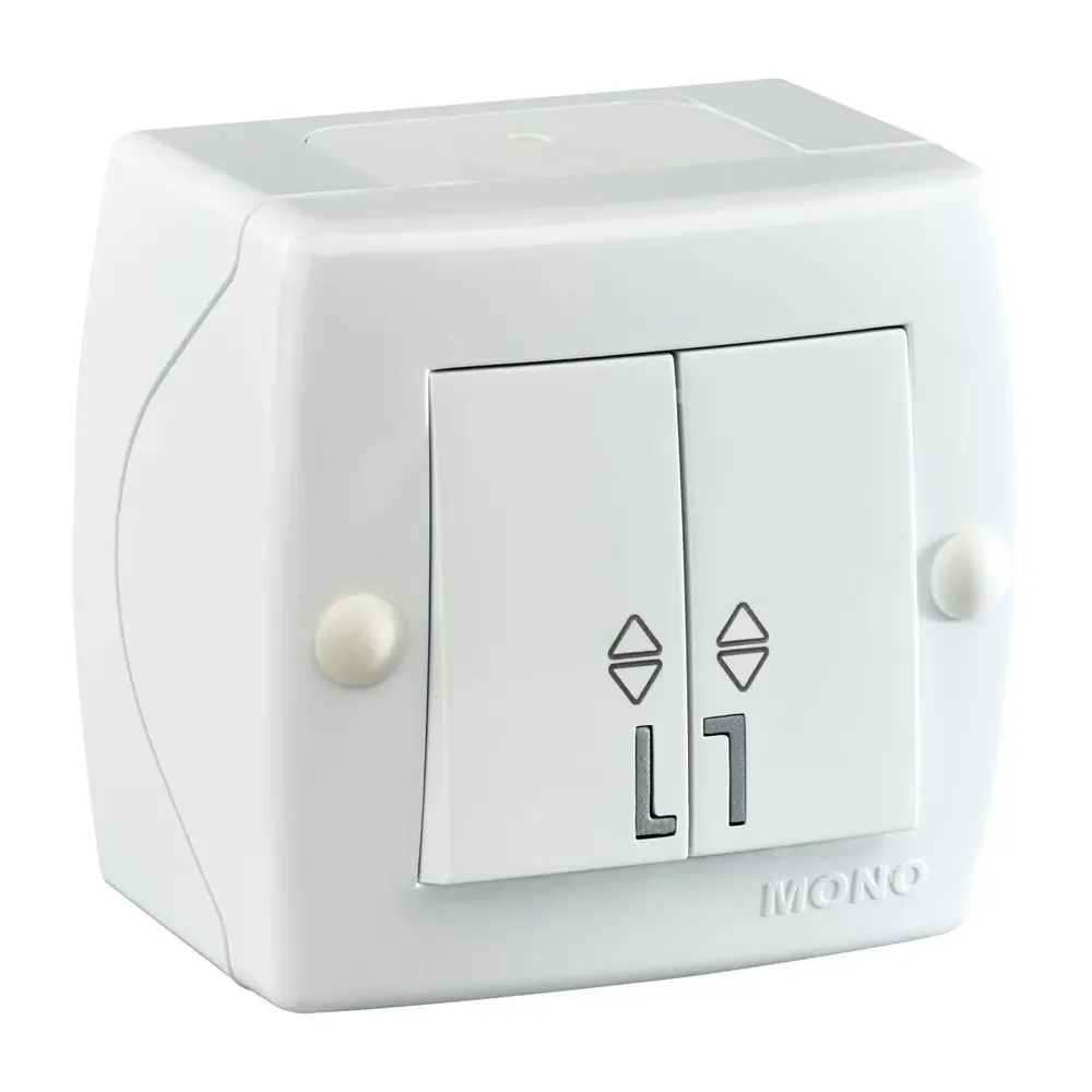 Фото Выключатель проходной накладной Mono electric Octans 104-010101-111 2 клавиши цвет белый