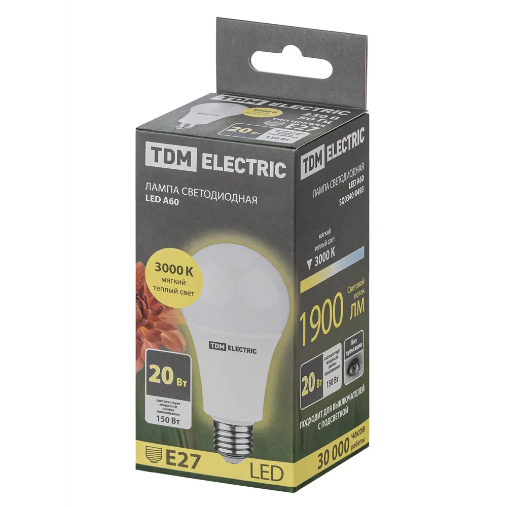 Фото 4 Лампочка светодиодная Tdm Electric Sq0340-0493 E27 20 Вт 3000 К 230 В 1900 Лм Фото 4 Лампочка светодиодная Tdm Electric Sq0340-0493 E27 20 Вт 3000 К 230 В 1900 Лм