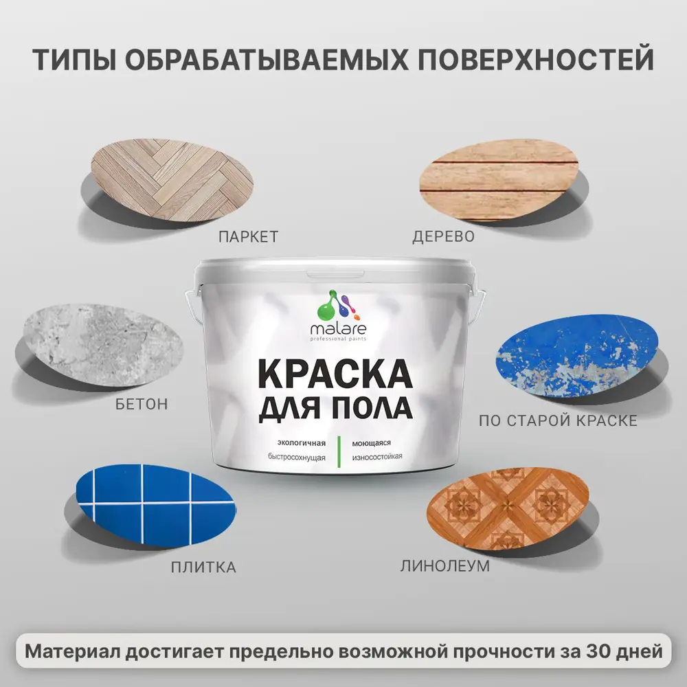 Фото 4 Краска для пола Malare износостойкая быстросохнущая полуглянцевая цвет зеленый мичиган 10 кг Фото 4 Краска для пола Malare износостойкая быстросохнущая полуглянцевая цвет зеленый мичиган 10 кг