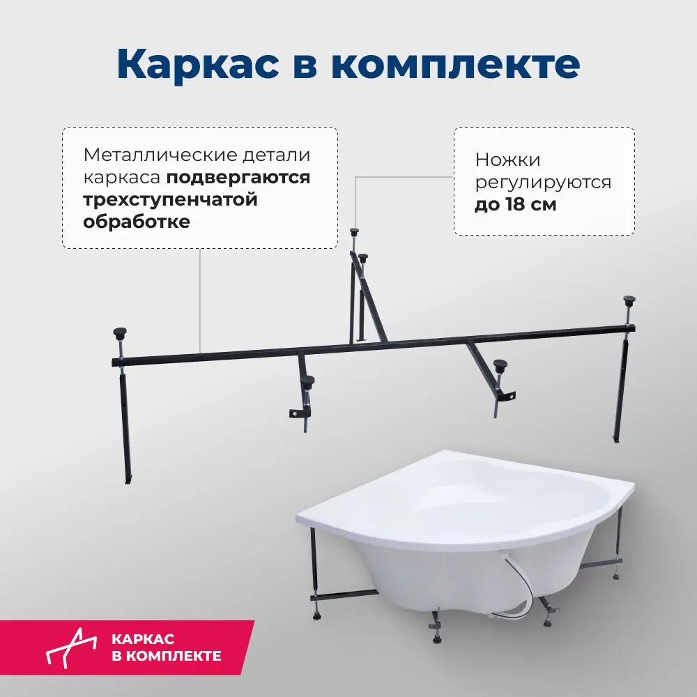 Фото 4 Прямоугольная ванна Aquanet Santiago 00310250 акриловая 160x160см Фото 4 Прямоугольная ванна Aquanet Santiago 00310250 акриловая 160x160см