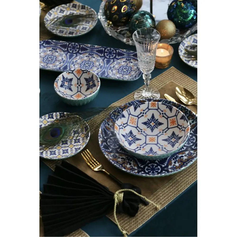 Фото 4 Блюдо сервировочное Myatashop Beautiful patterns 13x32 см фарфор цвет синий/зеленый/оранжевый Фото 4 Блюдо сервировочное Myatashop Beautiful patterns 13x32 см фарфор цвет синий/зеленый/оранжевый