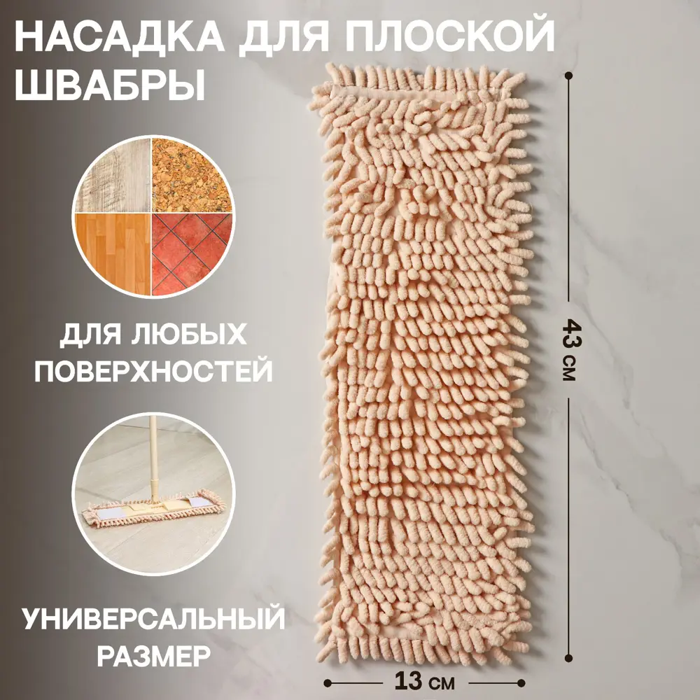 Фото Насадка на швабру ДОЛЯНА 7687138 микрофибра Фото Насадка на швабру ДОЛЯНА 7687138 микрофибра