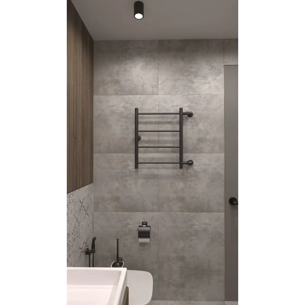 Фото 5 Полотенцесушитель водяной Ariano Версаль П5 43x60 см нержавеющая сталь 1" цвет черный матовый 22000022-5