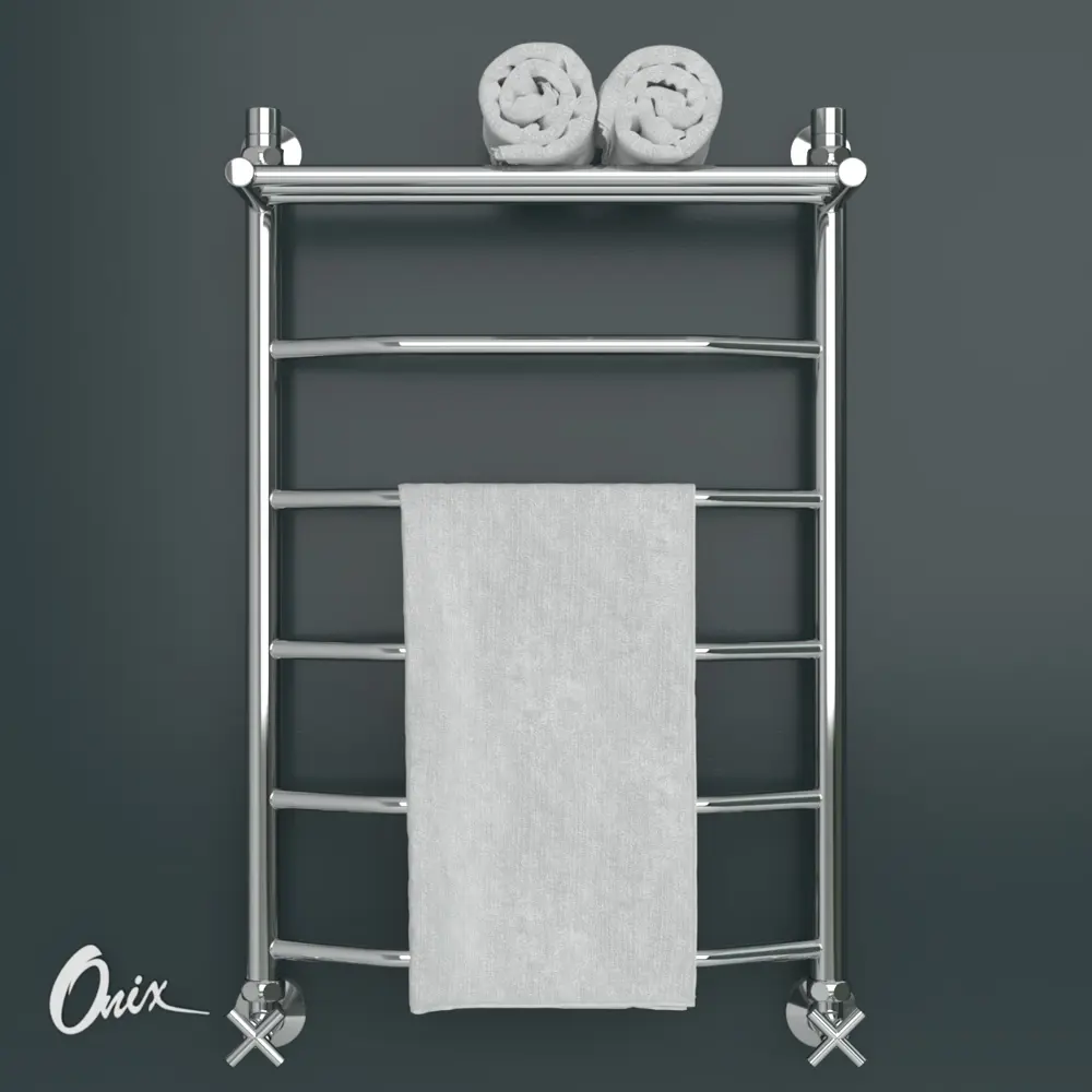 Фото 2 Полотенцесушитель водяной с полкой лестница Onix Orion Plus PRO 50x80 см 1/2" нержавеющая сталь цвет хром Фото 2 Полотенцесушитель водяной с полкой лестница Onix Orion Plus PRO 50x80 см 1/2" нержавеющая сталь цвет хром
